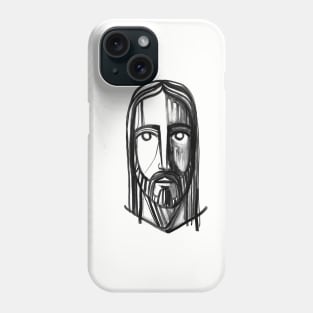 Jesus Christ face ink illustration Phone Case