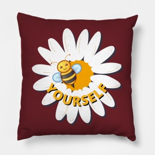 Be Yourself Bumble Bee and Daisy Motivation Pillow