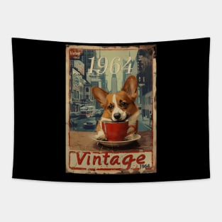 Vintage 1964 - 60 Year Old Corgi Dog Coffee NYC 60th Birthday Tapestry