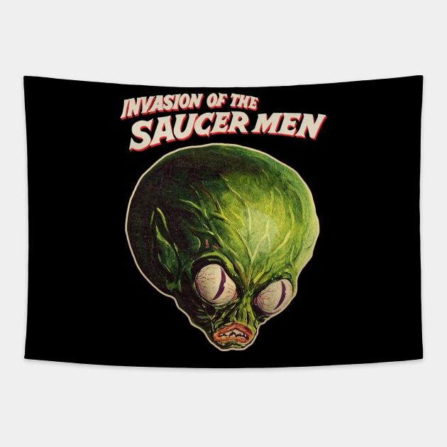 Invasion of the Saucer Men )( Original Horror Fan Art Tapestry by darklordpug