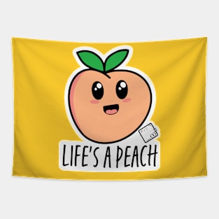 Life's a Peach Kawaii Design Tapestry