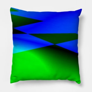 Blue green black abstract art Pillow