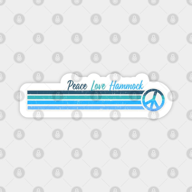 Peace Love Hammock - Blue Retro Stripes Magnet by Jitterfly