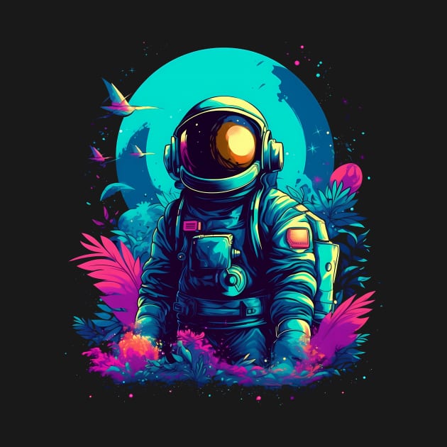 Vibrant Retro Spaceman Art Generated Planet Flora Design by Brobocop