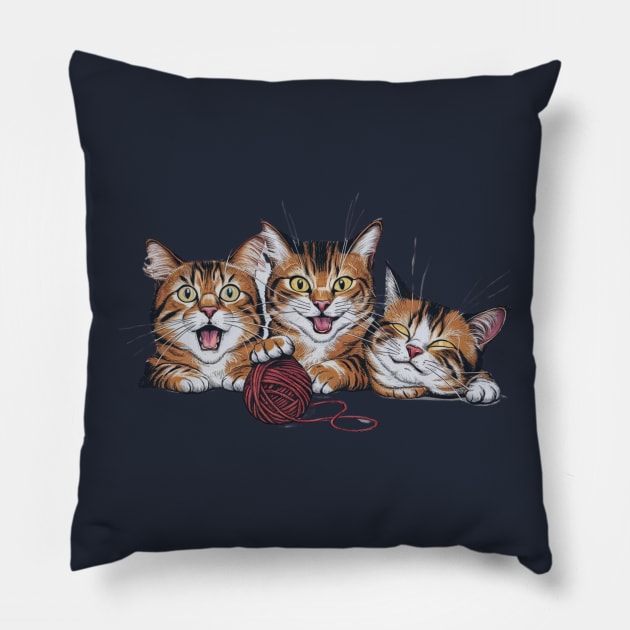 Three Cats Three Moods Pillow by hsayn.bara