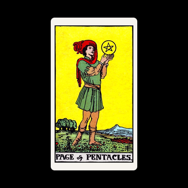 Card #74 - Page Of Pentacles - Rider Waite Smith Tarot by RetroFitted
