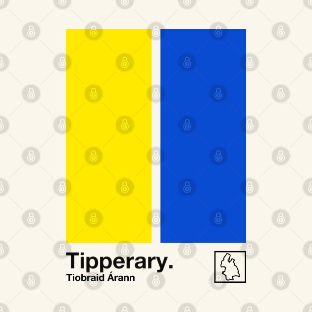 County Tipperary, Ireland - Retro Style Minimalist Poster Design by feck!