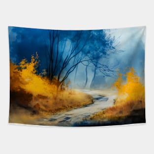 Colorful Autumn Landscape Watercolor 2 Tapestry