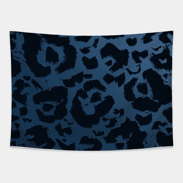 Leopard Print Dark Blue Ombre Tapestry by NaturalDesign