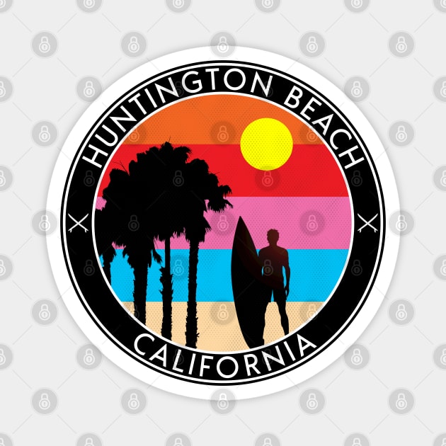 HUNTINGTON BEACH CALIFORNIA SURFING SURFER PALM TREES OCEAN VACATION Magnet by heybert00