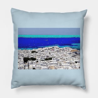 Greek Village By The Sea Pillow