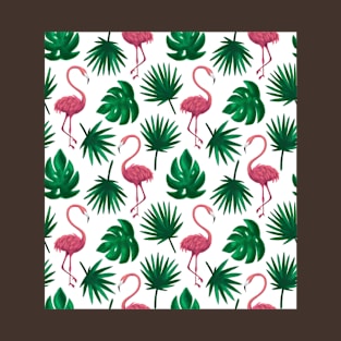 Flamingo Tropical Leaf Seamless Pattern T-Shirt