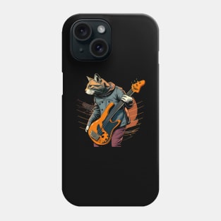 Rockat Rock Cat Guy Playing Guitar - Funny Cats Phone Case