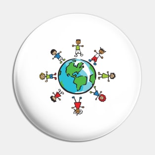 World Populaiton Day Tshirt Kids Are The Future Globe Gift Pin