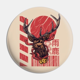 Wildlife Elk Reindeer Japanese Artwork Pin