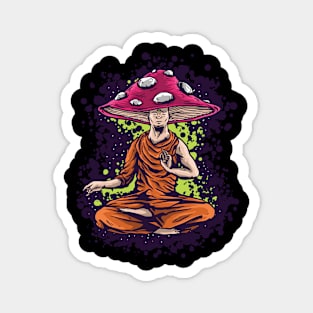 Mushroom Monk Mushroom Monk in Illustration Style Fungi Magnet