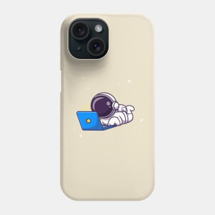 Cute Astronaut Working On Laptop Cartoon Phone Case