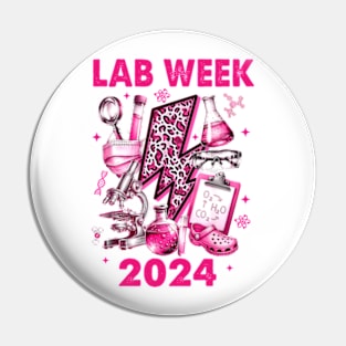 Pink Retro Lab Week 2024, Medical Lab Science, Lab Tech Team Pin