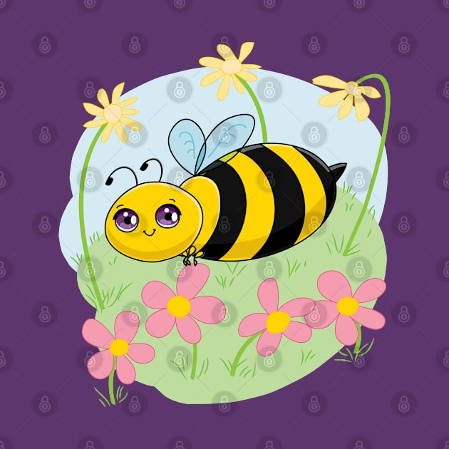 Cute Bee and Flowers by Character Alley