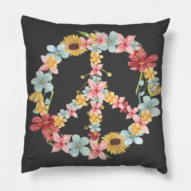 Peace Flowers Pillow by Danipost