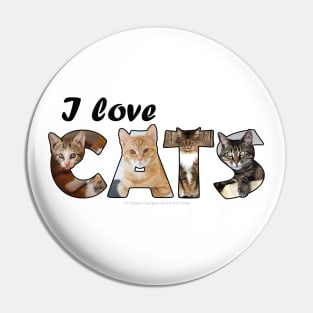 I love cats - mixed cat breed oil painting word art Pin