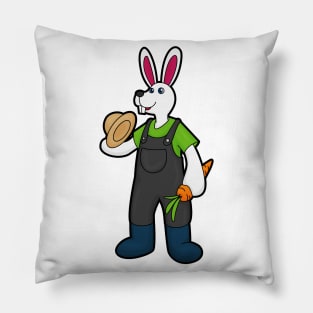 Rabbit as Farmer with Carrot & Hat Pillow