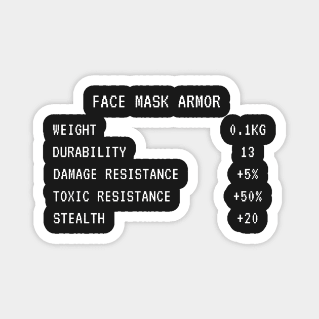 Face Mask Armor Video Game RPG Stats Magnet by RareLoot19