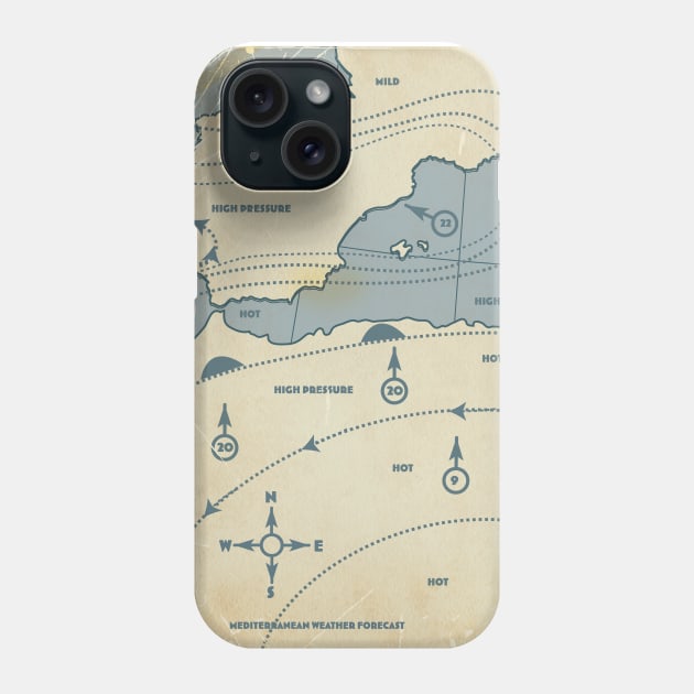 Mediterranean Weather map Phone Case by nickemporium1