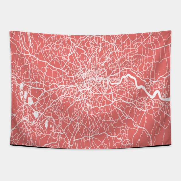 London unmarked red map Tapestry by Mapmania