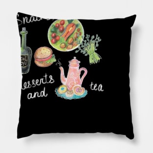 food on a black background, like drawn with chalk Pillow