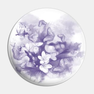 Ultraviolet tropical flowers and butterflies Pin