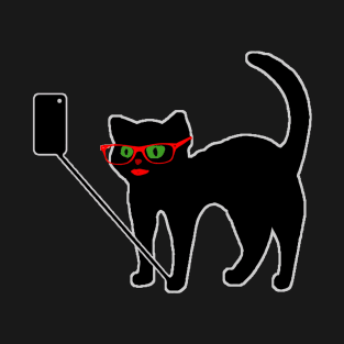 Funny Black Cat Taking a Selfie T-Shirt