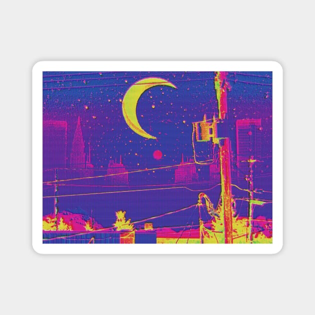 Cyberpunk Skyline Magnet by lofi_retrowave