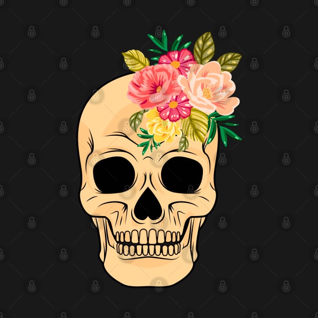 skull and flowers : SMILE by JHFANART