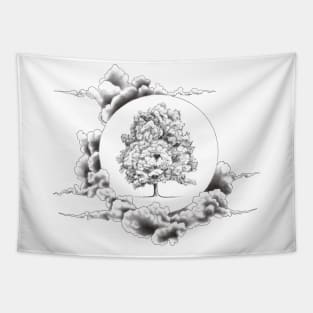 Tree of Life Floating in a Sea of Clouds Tapestry