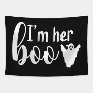 I'm Her Boo | White Text Couples Halloween Tapestry