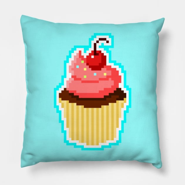 Pixel Cupcake Pillow by sombrasblancas