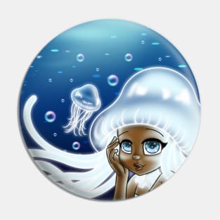 African American Girl and Jellyfish Pin