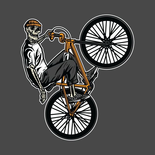 Skeleton Gang Banger on a Bicycle Cartoon by SLAG_Creative