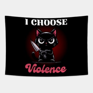 I choose Violence - Cute Angry Black Cat Tapestry