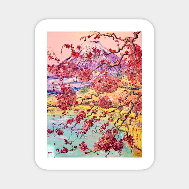 Fujiyama. Sakura branch Magnet by NataliaShchip