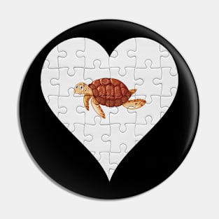 Jigsaw  Sea Turtle Heart Design - Fish Sea Turtle Pin