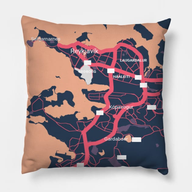 Reykjavik colour map Pillow by Mapmania