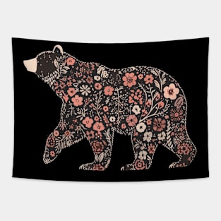 Cottagecore Bear with Flowers Tapestry