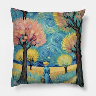 Starry Night Symphony: Van Gogh's Inspired Landscape Pillow