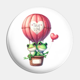 Valentine Frog Couple On Hot Air Balloon Pin