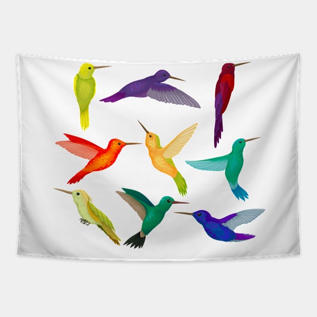 hummingbirds colorful collection Tapestry by Mako Design 