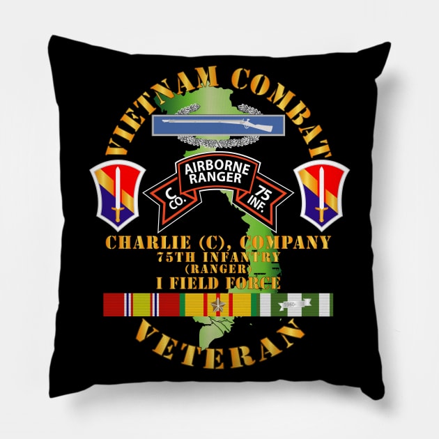 Vietnam Combat Vet - C Co 75th Infantry (Ranger) - I Field Force SSI Pillow by twix123844