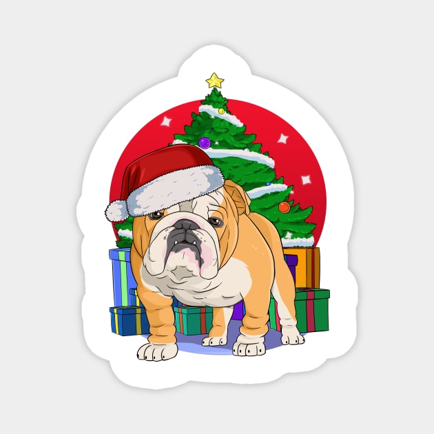 English Bulldog Santa Merry Christmas Magnet by Noseking