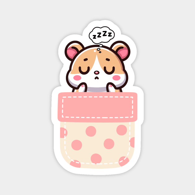 Sleepy Hamster in Polka Dot Pocket Magnet by Pink & Pretty